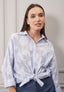 Camicia righe con ricami e nodo