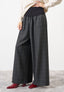 Wide leg trousers with ribbed waist