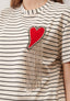 T-shirt a righe cuore e strass