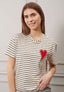 T-shirt a righe cuore e strass