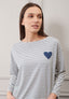 T-shirt over righe e cuore